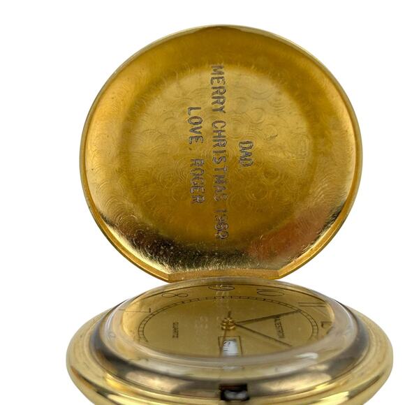 Vintage Majestron Gold Tone Pocket Watch - (Needs Battery) - Picture 5 of 5